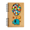 Carnet bois rechargeable KOMONI® A5 – Éléphant ballons