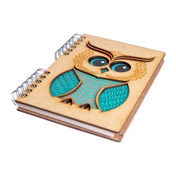 Carnet bois rechargeable KOMONI® - Modèle Sage Hibou