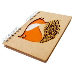 Carnet bois rechargeable KOMONI® - Modèle Renard little fire