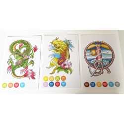 Cartes de coloriage - Thème Tattoo