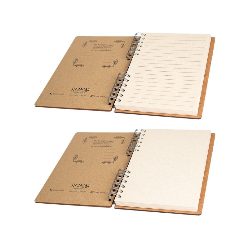 Carnet bois rechargeable KOMONI® A5 - Amandiers en fleurs (Van Gogh)