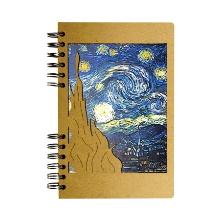 carnet bois Komoni® - nuit étoilée Van Gogh