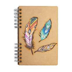Carnet bois Komoni® - modèle Plumes