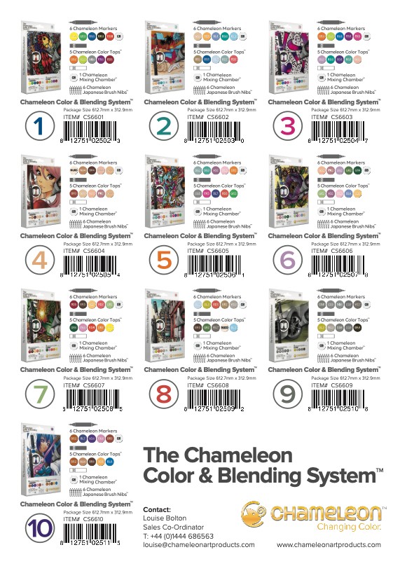 Chameleon Color & Blending System N.3 – 6 Pennarelli + 6 Top Colori Per Sfumature E Miscelazione